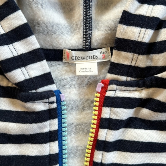 Crewcuts Navy/White Sweatshirt with rainbow zipper Size 2T - Picture 2 of 5